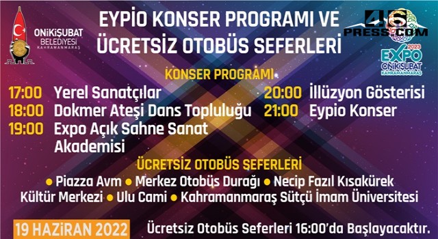 Onikişubat Belediyesi’nden Gençlik Festivali için ücretsiz otobüs seferi