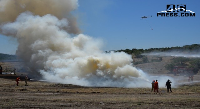 Kahramanmaraş’ta helikopter destekli yangın tatbikatı