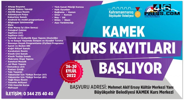 KAMEK Kurs Kayıtları Başlıyor