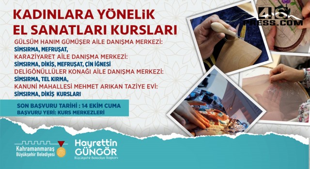 Büyükşehir’in El Sanatları Kurslarında Kayıtlar Başladı