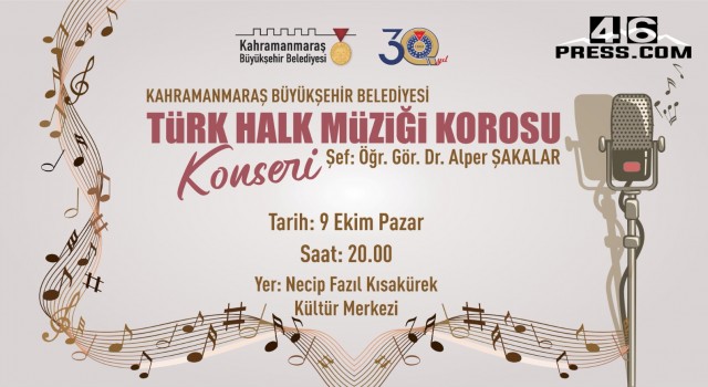 Büyükşehir’in Türk Halk Müziği Korosu Müzikseverlerle Buluşacak