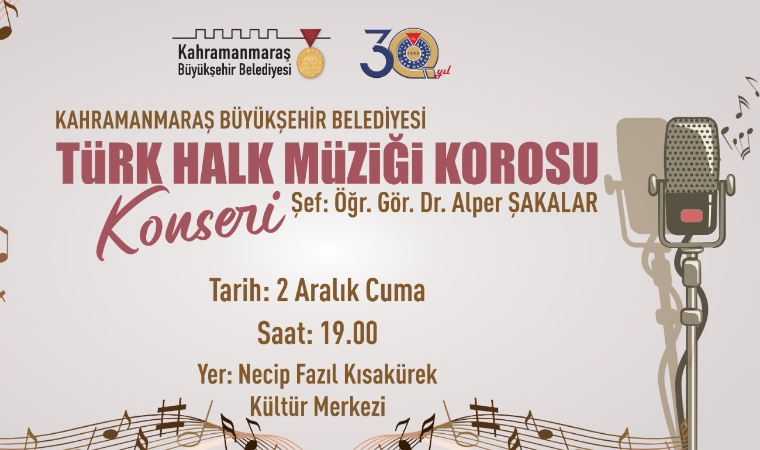Büyükşehir’in Türk Halk Müziği Korosu Sahne Alacak