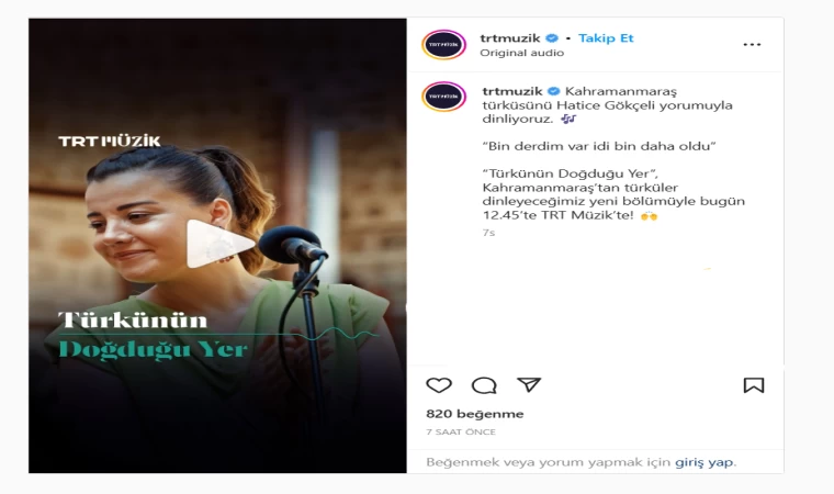 Kahramanmaraşlı sanatçı Hatice Gökçeli TRT Müzik’te rekora koşuyor
