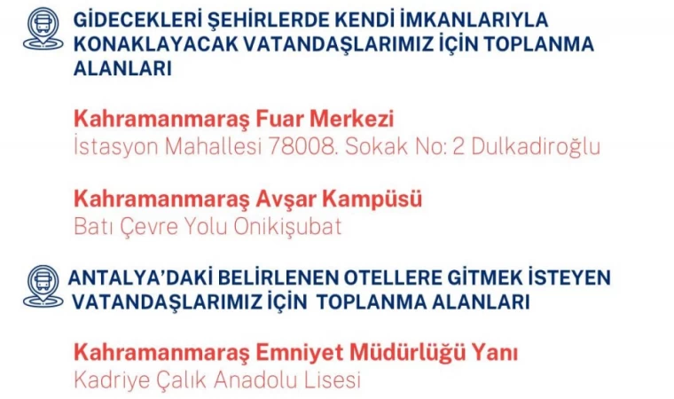 Tahliye Toplanma Alanları Belirlendi