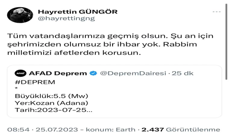 Kahramanmaraş’ta Olumsuz Bir İhbar Yok