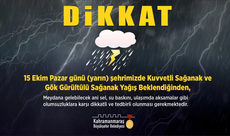 Kahramanmaraş’ta Sağanak Yağış Uyarısı!