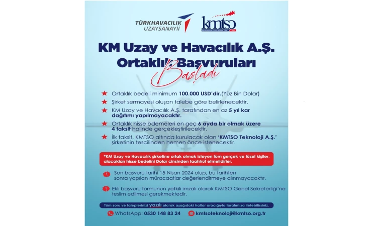 KM Uzay ve Havacılık A.Ş. Ortaklık Başvuruları Başladı!