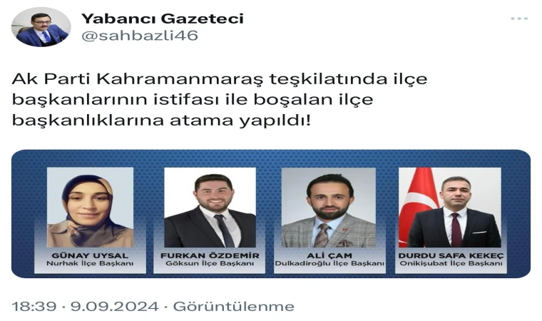 Ak Parti’de İlçe Başkanları Belli Oldu