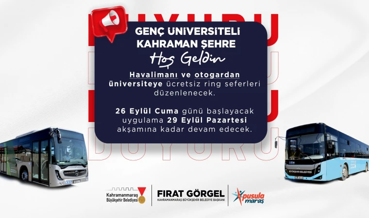 Büyükşehir’den Üniversitelilere Hoş Geldin Hediyesi; Havaalanı ve Otogardan Ücretsiz Ring