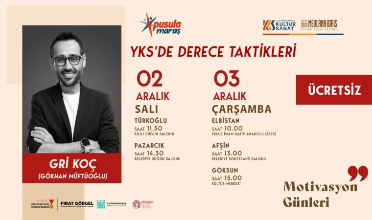 Pusula Maraş’tan Gençlere Motivasyon Desteği; Gri Koç, Üniversite Adaylarıyla Buluşacak