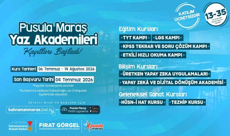 Pusula Maraş Yaz Akademileri’ne Kayıtlar Başladı