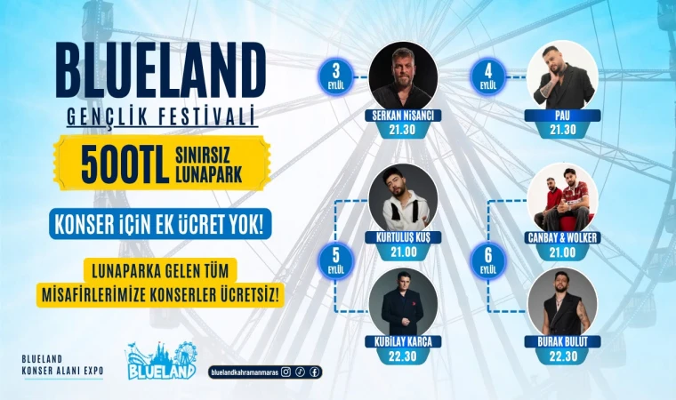 Blueland’dan Gençlere 500 TL’ye Sınırsız Eğlence ve Ücretsiz Konser Fırsatı