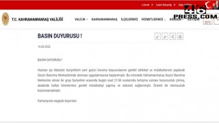 Kahramanmaraş Valiliği’nden Açıklama