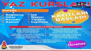 Onikişubat Belediyesi’nden 8 Branşta Yaz Kursu