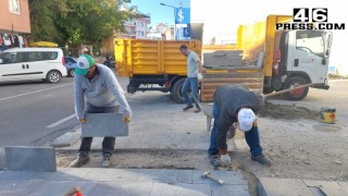 Göksun’un En İşlek Arterinde Yaya Yolları Yenilendi