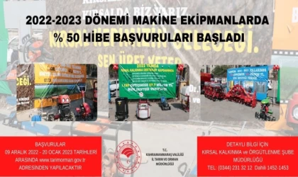2023 Yılı Makine Ekipman Hibe Desteği Başvuruları Başlıyor
