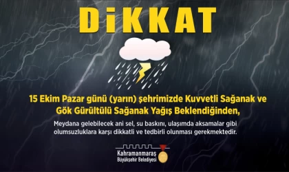 Kahramanmaraş’ta Sağanak Yağış Uyarısı!