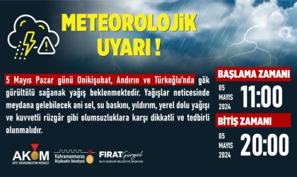 5 Mayıs’ta 3 İlçede Sağanak Yağış Etkili Olacak