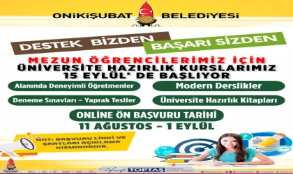 Onikişubat Belediyesi’nin ücretsiz Üniversite Hazırlık Kursu’nda yeni dönem başlıyor