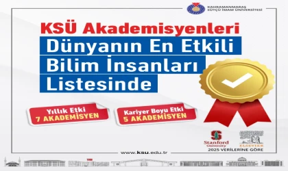 KSÜ’den 8 Bilim İnsanı "Dünyanın En Etkili Bilim İnsanları ve Kariyer Boyu Etki" Listesinde