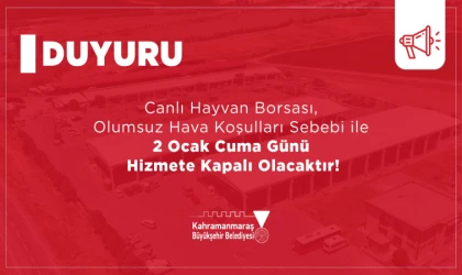 Canlı Hayvan Borsası Kar Yağışı Nedeniyle 2 Ocak’ta Kapalı Olacak