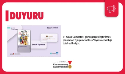 “Çarpım Tablosu” Adlı Çocuk Tiyatrosu Etkinliği İptal Edildi