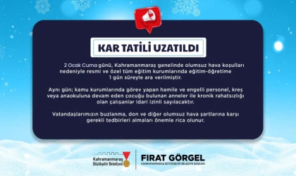 Olumsuz Hava Koşulları Nedeniyle 2 Ocak’ta Eğitime 1 Günlük Ara!